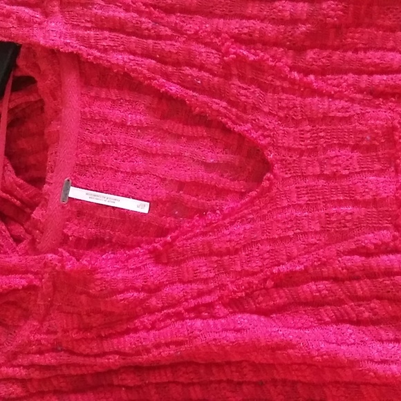 SOLD. Free People Slouchy Baja Babe Hacci Red Hooded Cardigan. As New. No Tag - Picture 12 of 16